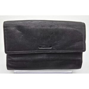 Fossil Black Leather Wallet With Multiple Card Slots & Zipper Pocket